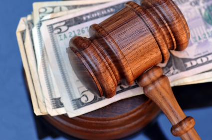Gavel on cash for bail bond loans in San Antonio
