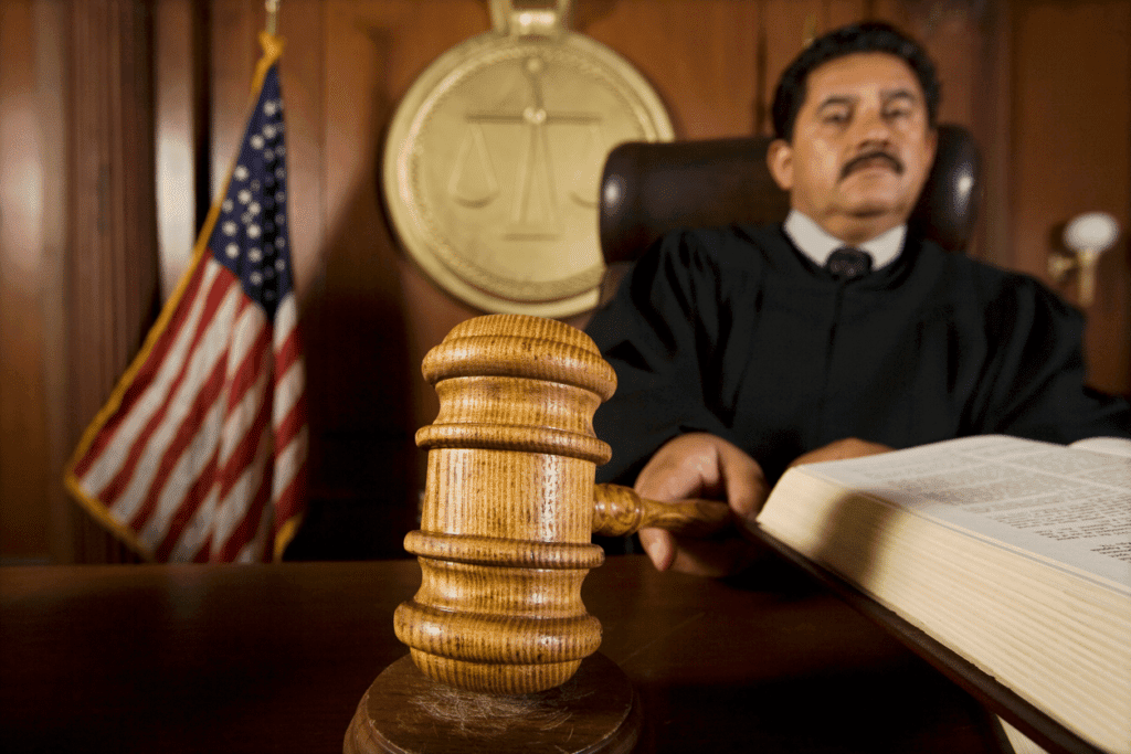 Judge with gavel setting bail for bail bonds in Spring Branch West